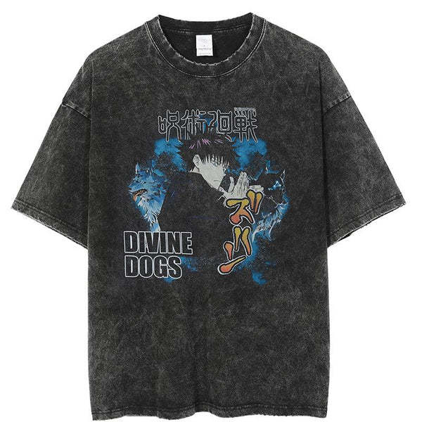 Vintage Washed Jujutsu Kaisen Gojo Sat T-Shirt - 1773839737430311008 — Tempus Arc
