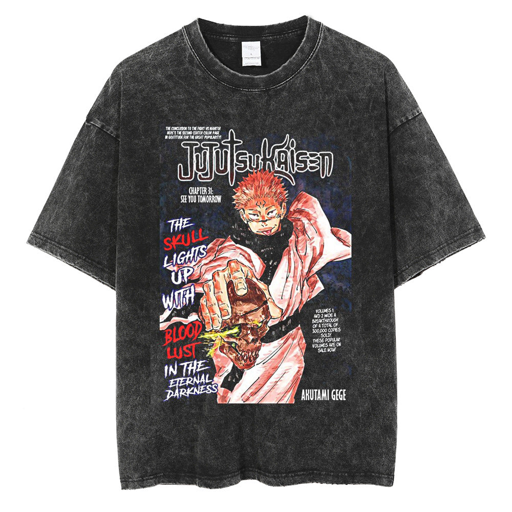 Vintage Washed Jujutsu Kaisen Gojo Sat T-Shirt - 1773839737430311028 — Tempus Arc