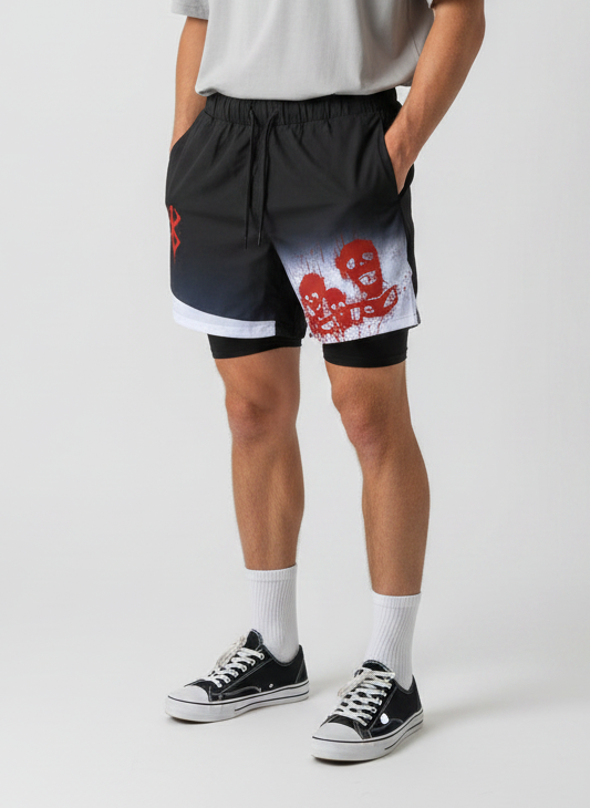 2023 Summer Men's Double Layer Anime Print Shorts - 1773634455014019134