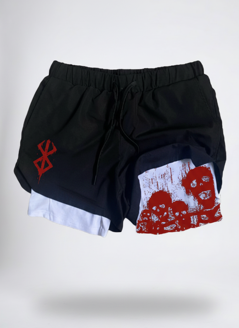 2023 Summer Men's Double Layer Anime Print Shorts - 1773634455014019134