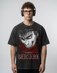 2024 Vintage Dark Anime Print Streetwear T-Shirt full body model — oversized boxed t-shirt | Tempus Arc premium anime streetwear