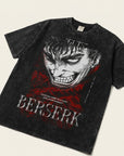 2024 Vintage Dark Anime Print Streetwear T-Shirt angle perspective shot — washed cotton t-shirt | Tempus Arc premium anime streetwear
