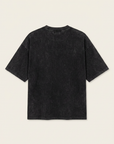 Back view washed black oversized t-shirt plain | Tempus Arc premium anime streetwear