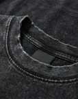 Collar detail ribbed neckline — washed cotton t-shirt | Tempus Arc premium anime streetwear