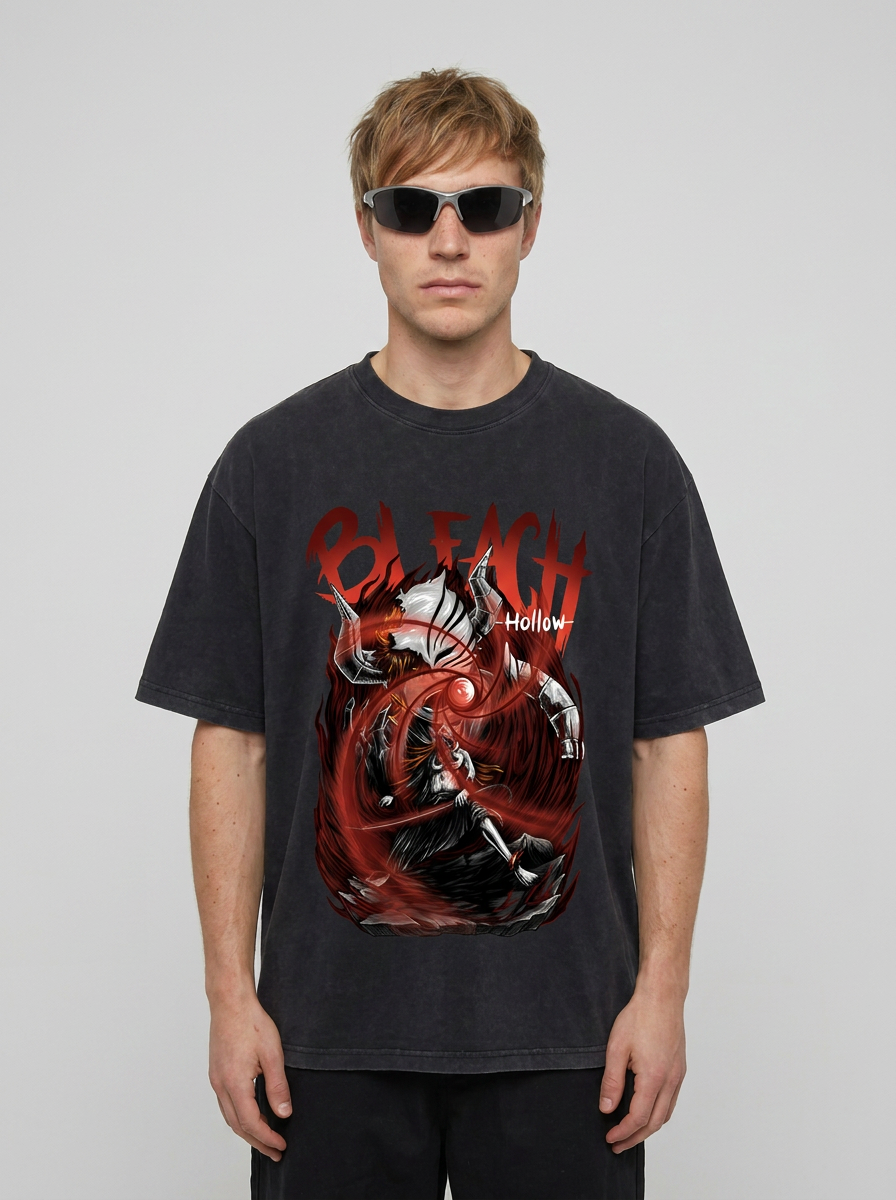 280g Vintage Anime Oversized Cotton T-Shirt full body model — oversized boxed t-shirt | Tempus Arc premium anime streetwear