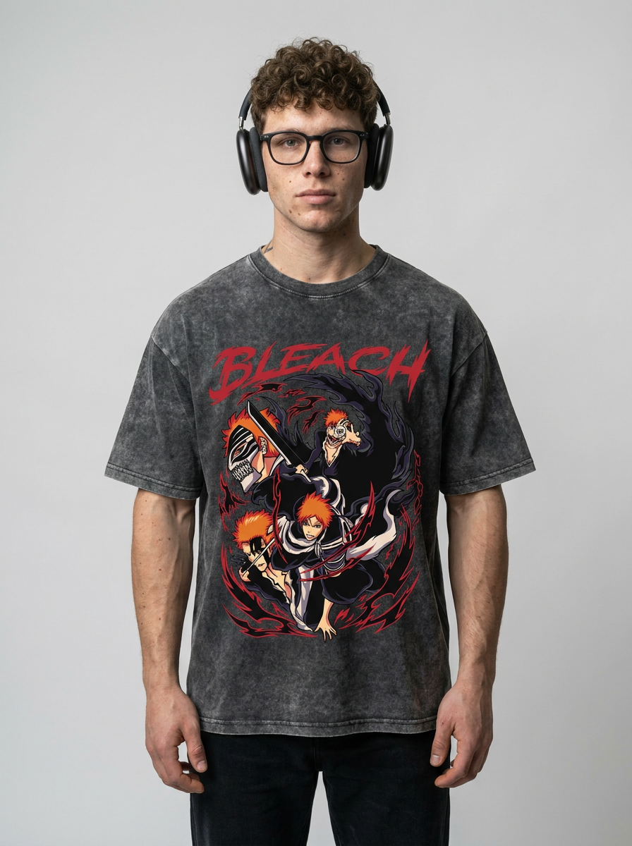 280g Vintage Anime Oversized Cotton T-Shirt full body model — oversized boxed t-shirt | Tempus Arc premium anime streetwear