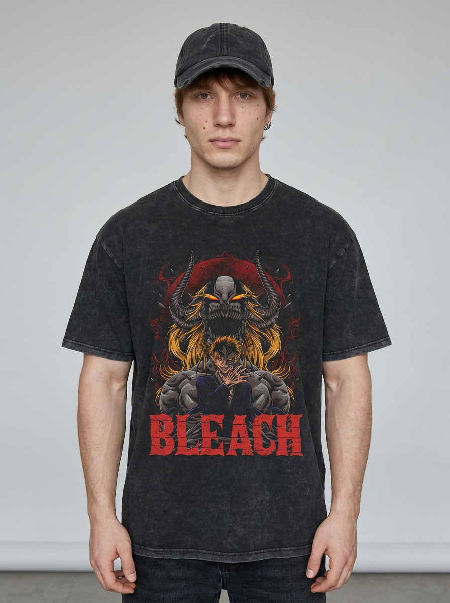 280g Vintage Anime Oversized Cotton T-Shirt full body model — oversized boxed t-shirt | Tempus Arc premium anime streetwear