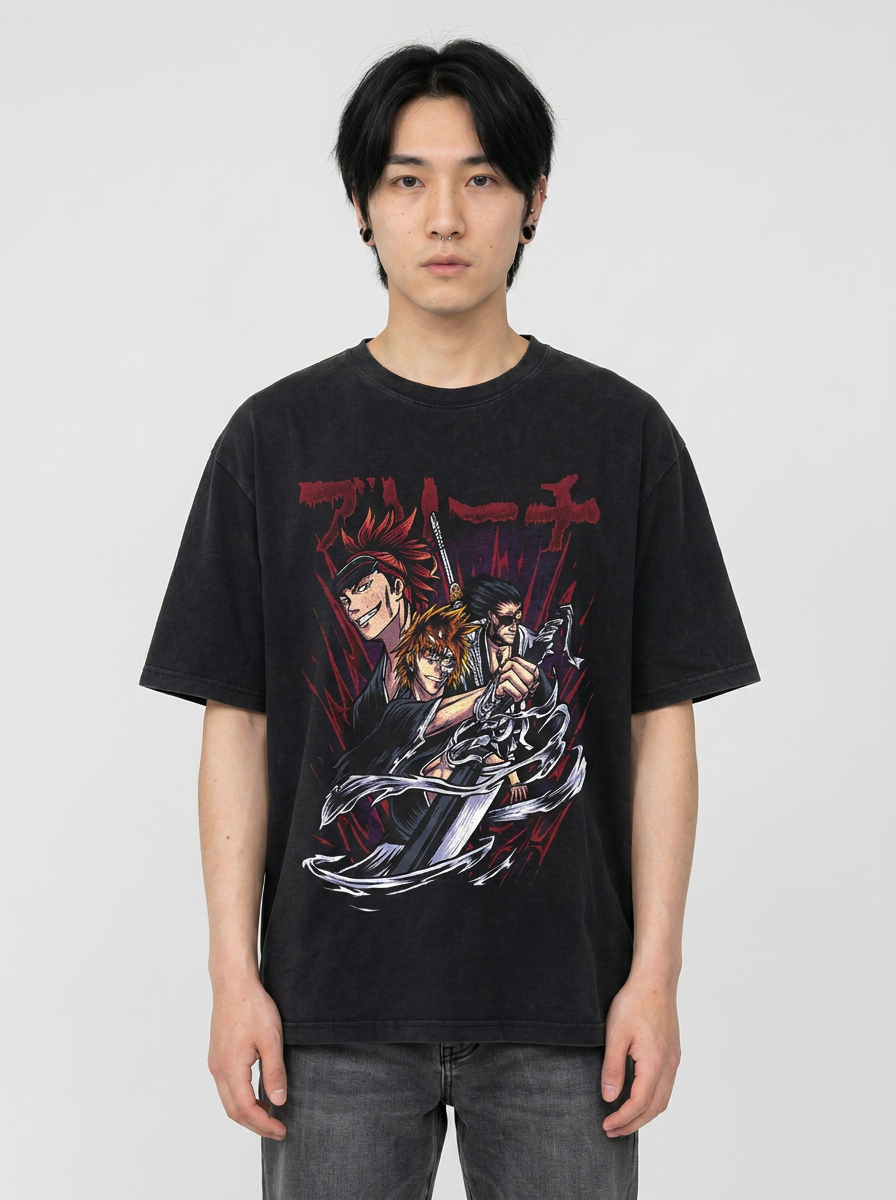 280g Vintage Anime Oversized Cotton T-Shirt full body model — oversized boxed t-shirt | Tempus Arc premium anime streetwear