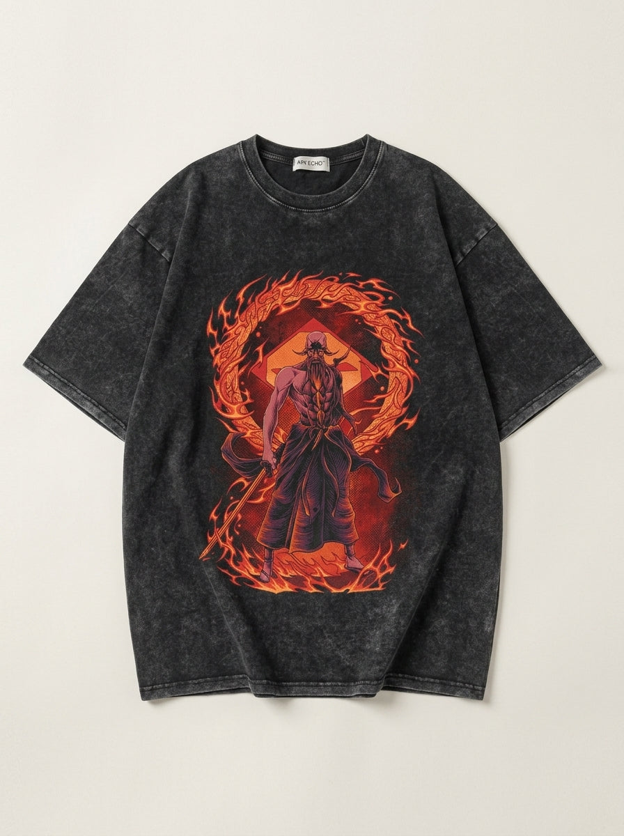280g Vintage Anime Oversized Cotton T-Shirt angle perspective shot — washed cotton t-shirt | Tempus Arc premium anime streetwear