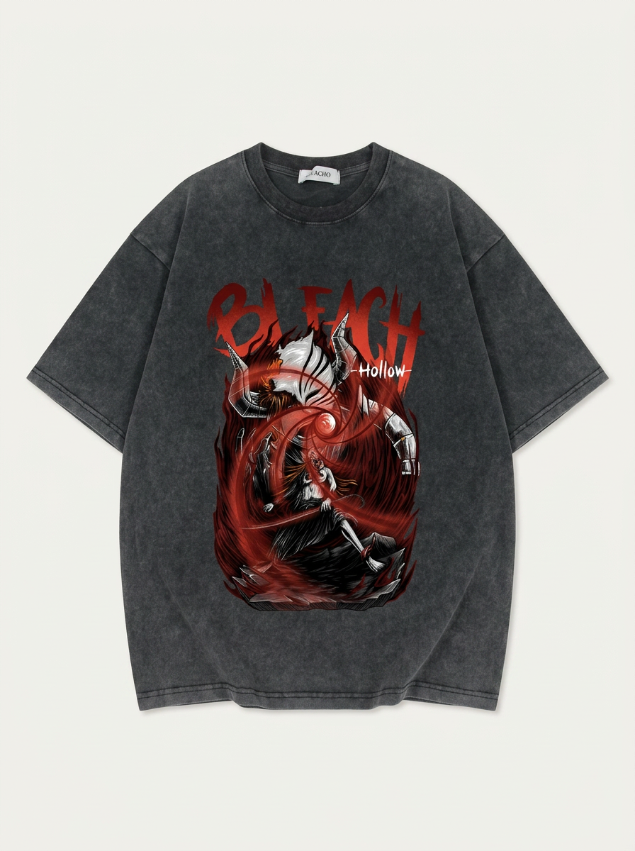 280g Vintage Anime Oversized Cotton T-Shirt angle perspective shot — washed cotton t-shirt | Tempus Arc premium anime streetwear