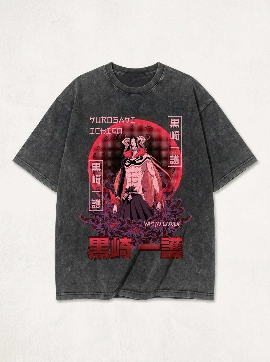 280g Vintage Anime Oversized Cotton T-Shirt angle perspective shot — washed cotton t-shirt | Tempus Arc premium anime streetwear