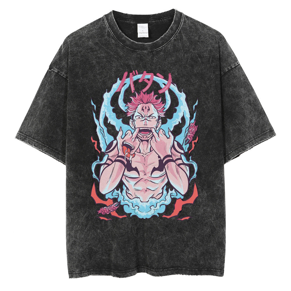 Vintage Washed Jujutsu Kaisen Gojo Sat T-Shirt - 1773839737430311079 — Tempus Arc