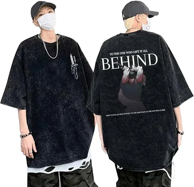 Washed vintage T-shirt street hip-hop anime - N0SQH4P5M — Tempus Arc