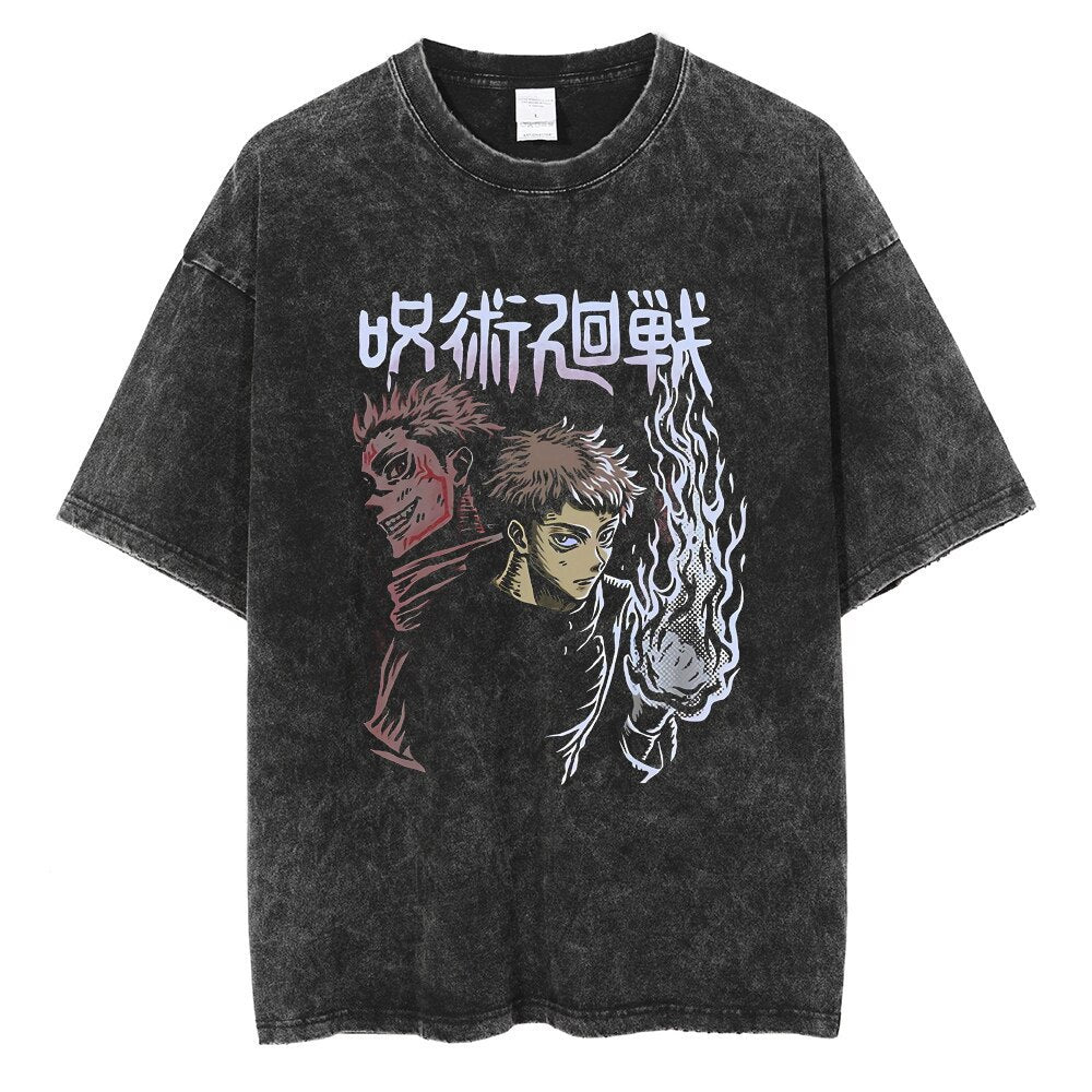 Vintage Washed Jujutsu Kaisen Gojo Sat T-Shirt - 1773839737430310969 — Tempus Arc