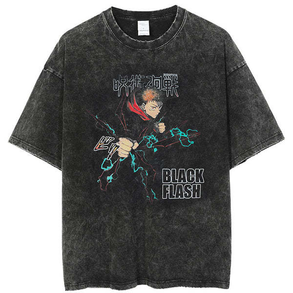 Vintage Washed Jujutsu Kaisen Gojo Sat T-Shirt - 1773839737430310998 — Tempus Arc
