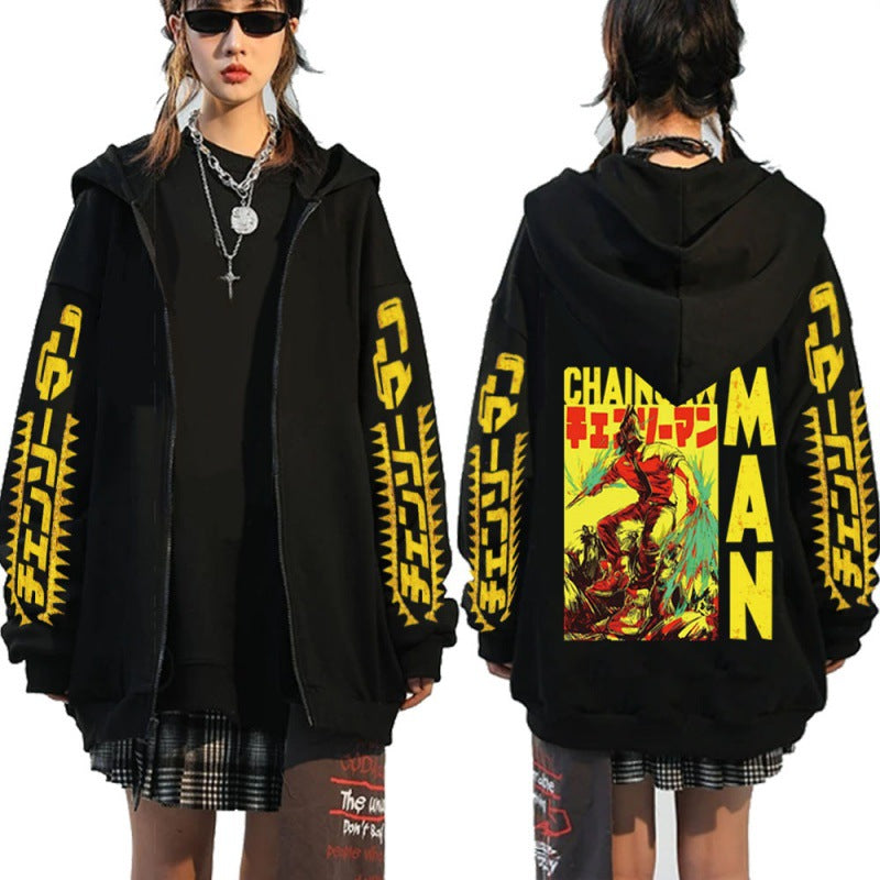 Autumn Winter Anime Chainsaw Man Print Long Sleeve Top
