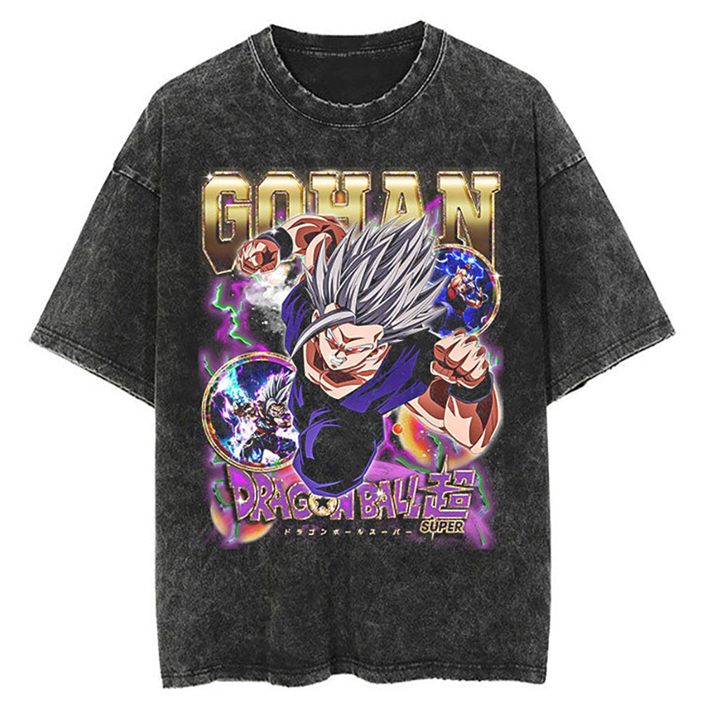 Washed Black Dragon Ball Anime T-shirt for Summer Fashion - 1773629120647860382 — Tempus Arc