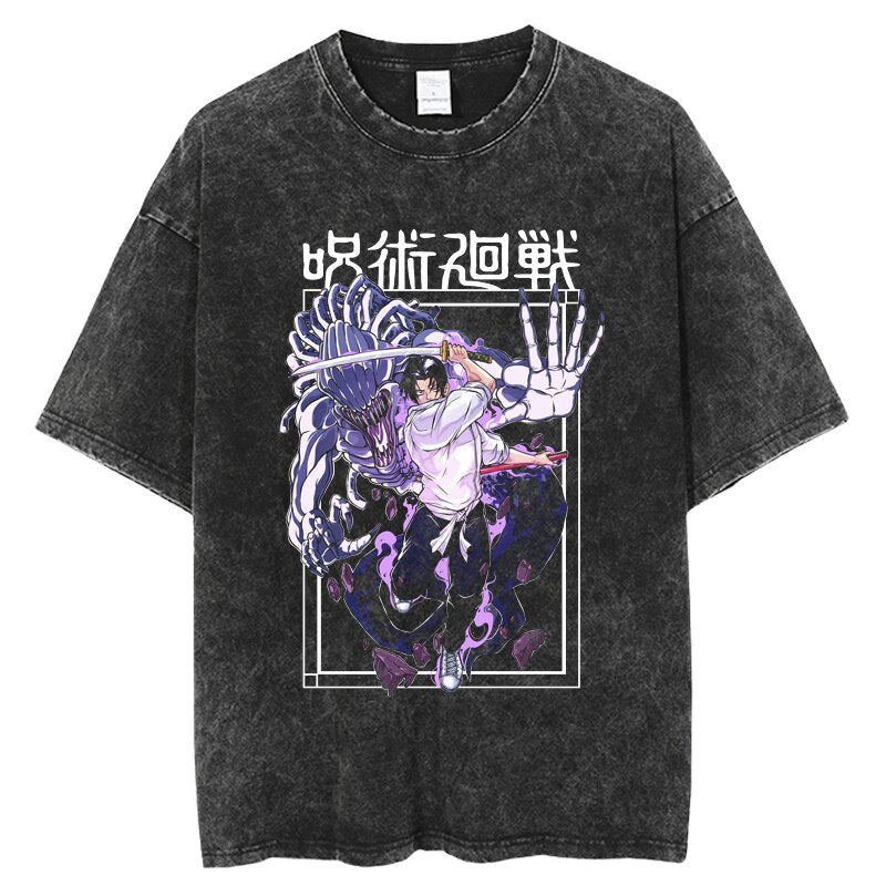 Vintage Washed Jujutsu Kaisen Gojo Sat T-Shirt - 1773839737430311053 — Tempus Arc