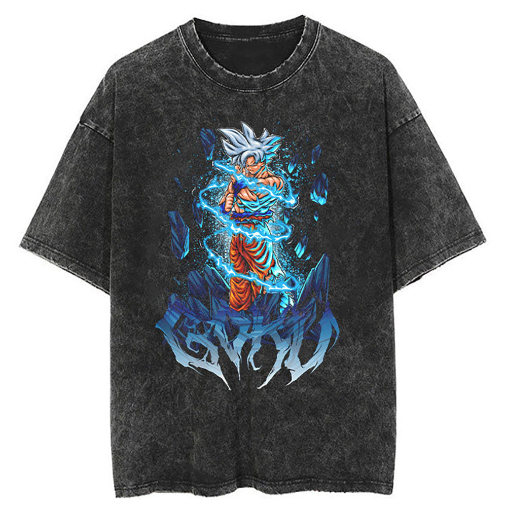 Washed Black Dragon Ball Anime T-shirt for Summer Fashion - 1773629120647860304 — Tempus Arc