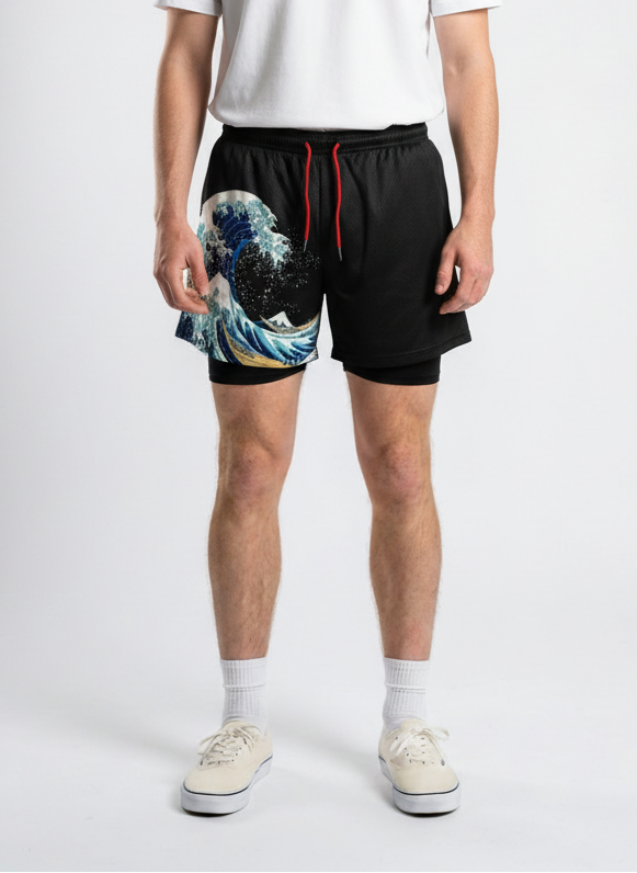 Anime Print Men's Beach Shorts - 4WJ5Q4VLT