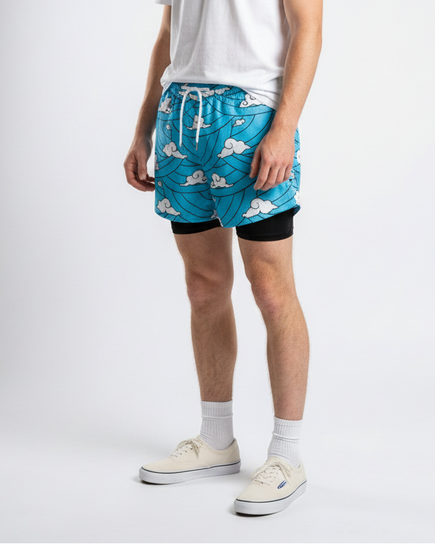 Anime Print Men's Beach Shorts - E5T0RDLMN