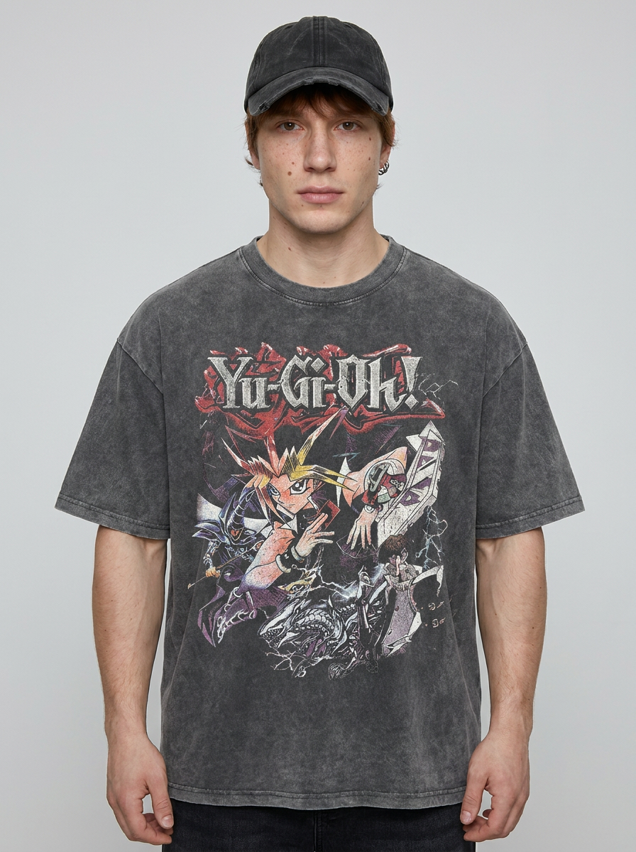 Anime Washable T-Shirt Collection full body model — oversized boxed t-shirt | Tempus Arc premium anime streetwear