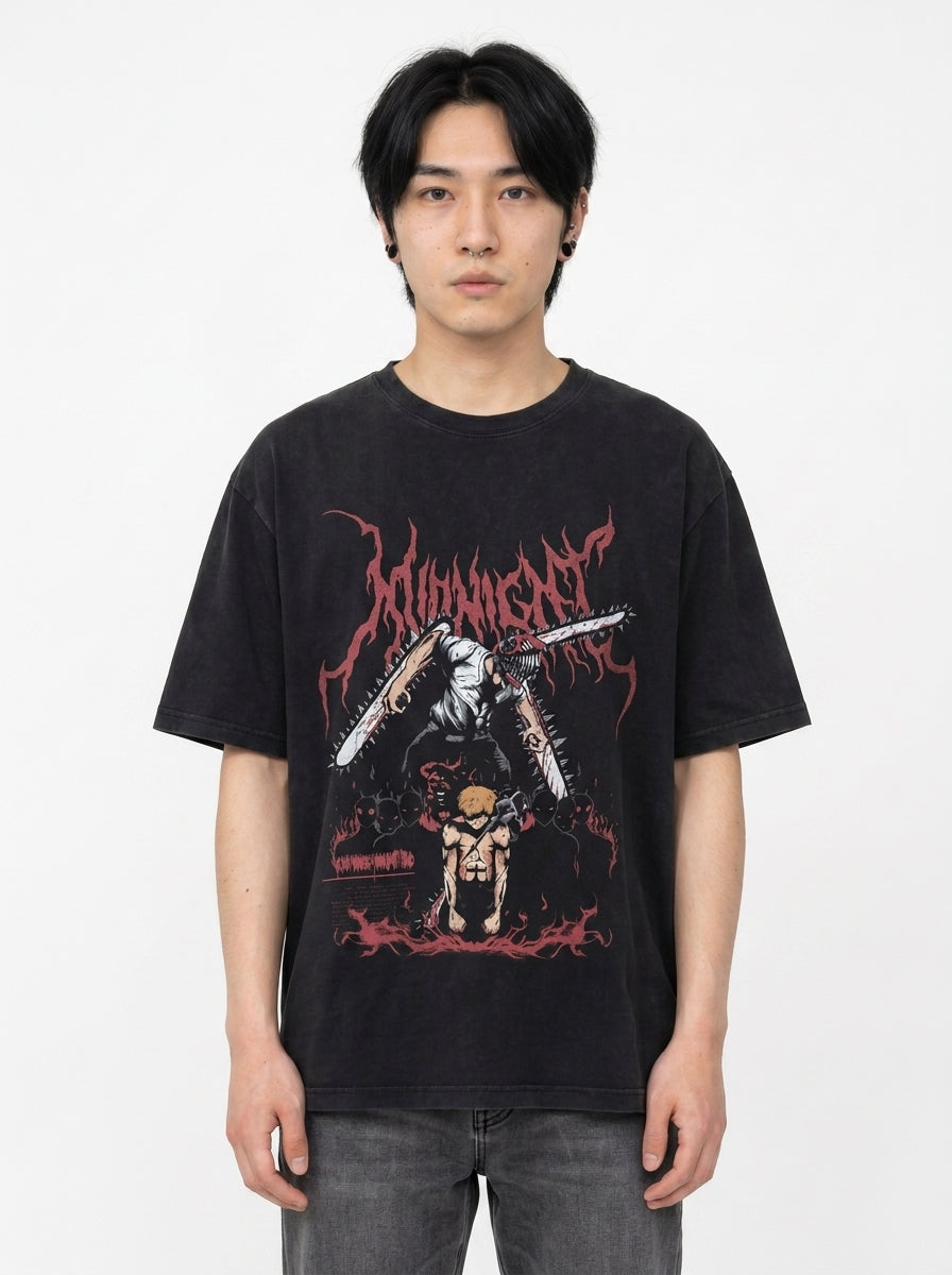 Anime Washable T-Shirt Collection full body model — oversized boxed t-shirt | Tempus Arc premium anime streetwear