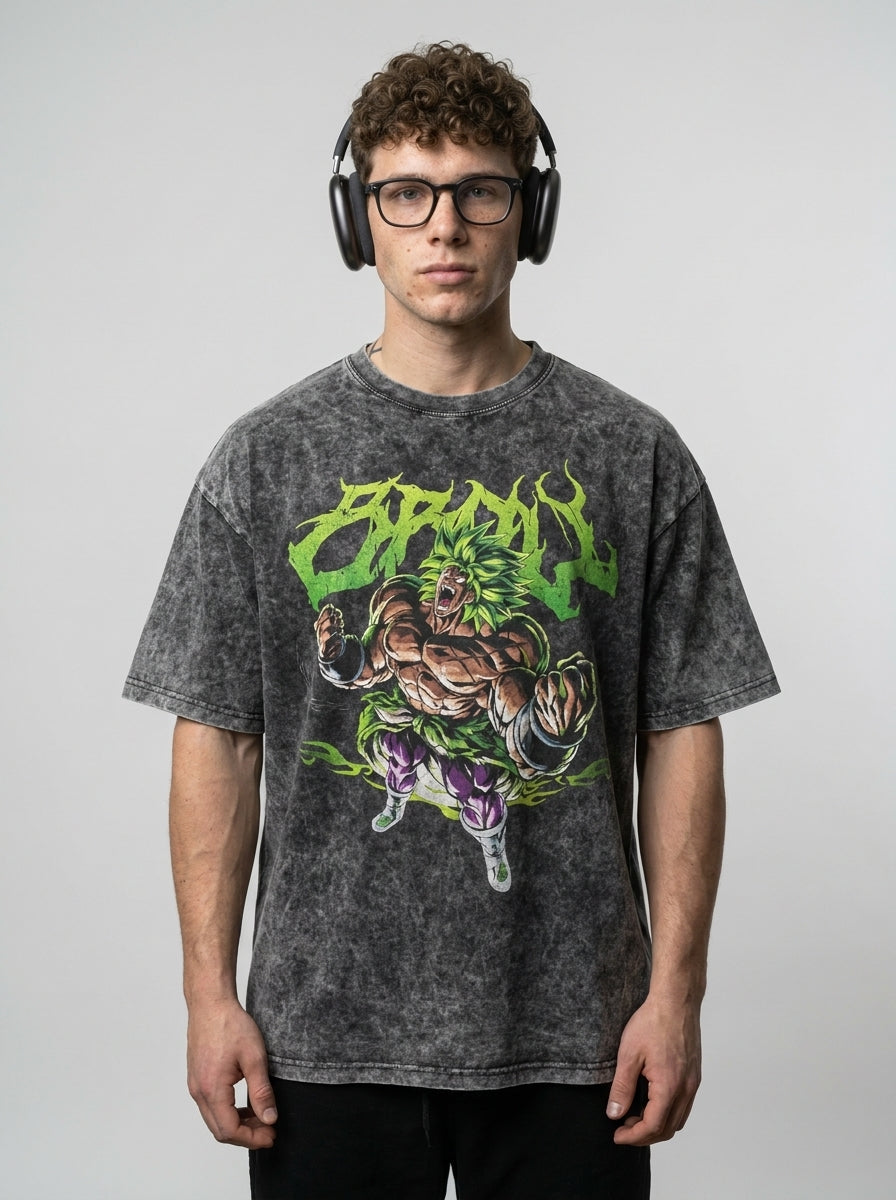 Anime Washable T-Shirt Collection full body model — oversized boxed t-shirt | Tempus Arc premium anime streetwear
