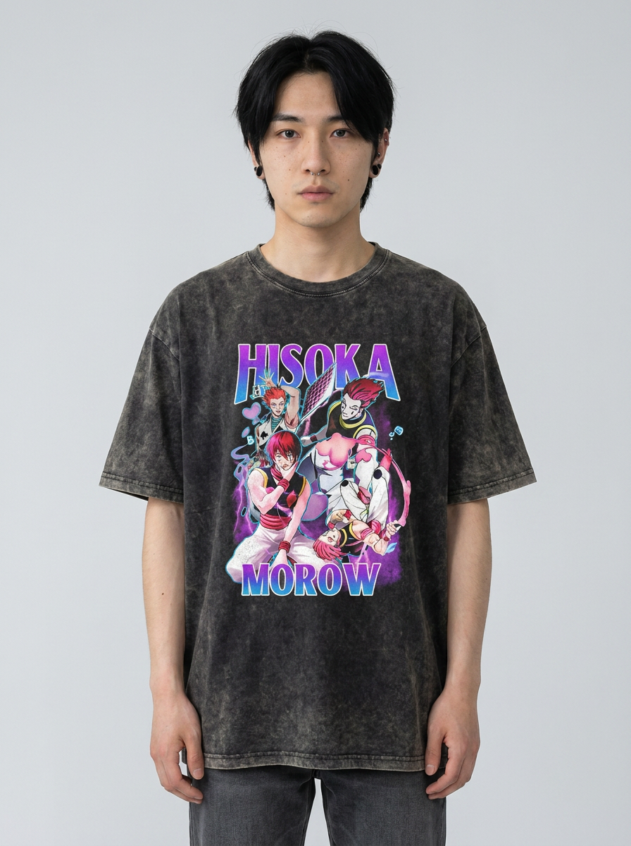 Anime Washable T-Shirt Collection full body model — oversized boxed t-shirt | Tempus Arc premium anime streetwear