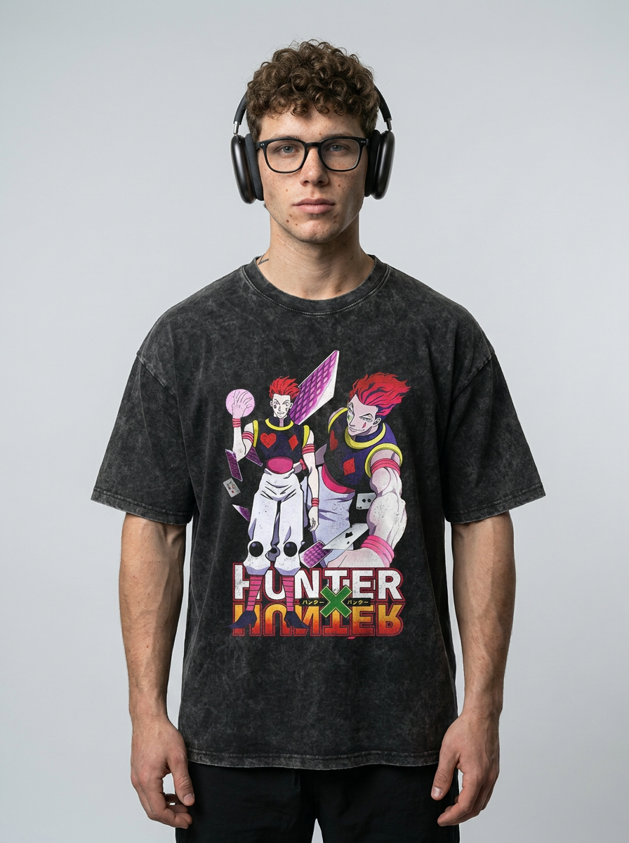 Anime Washable T-Shirt Collection full body model — oversized boxed t-shirt | Tempus Arc premium anime streetwear