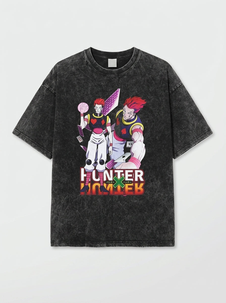 Anime Washable T-Shirt Collection flat lay front view — washed black oversized t-shirt | Tempus Arc premium anime streetwear