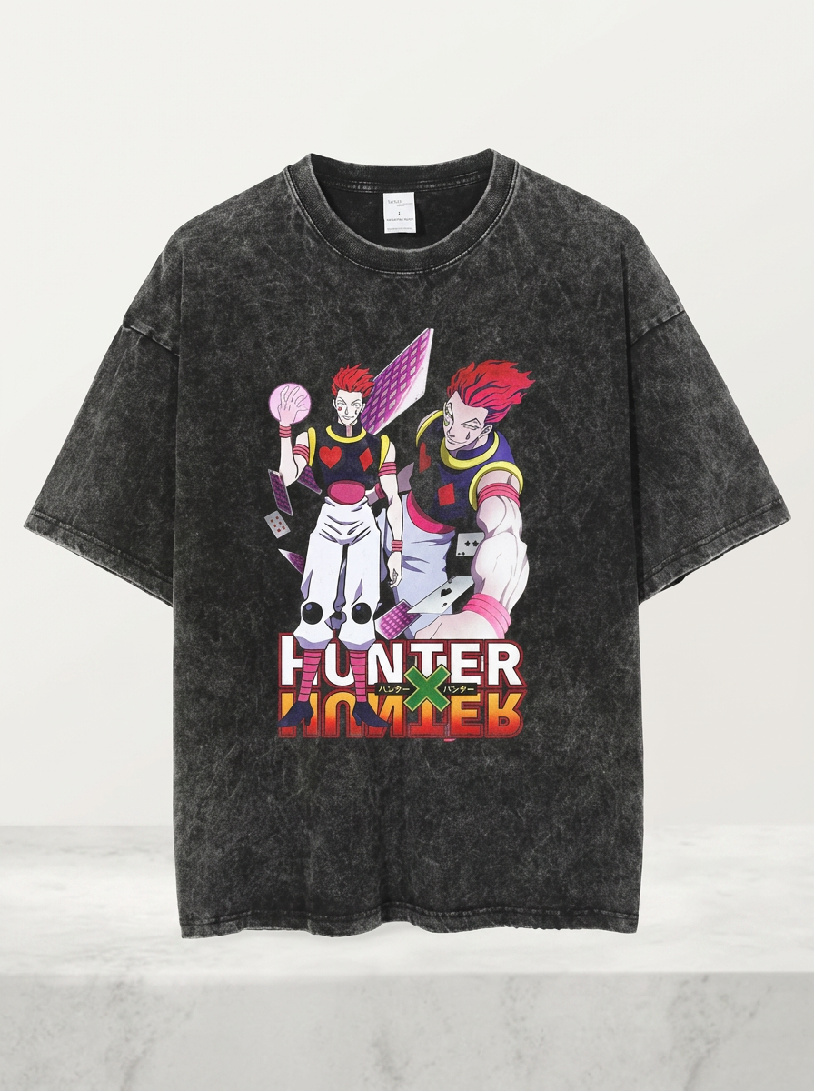 Anime Washable T-Shirt Collection angle perspective shot — washed cotton t-shirt | Tempus Arc premium anime streetwear