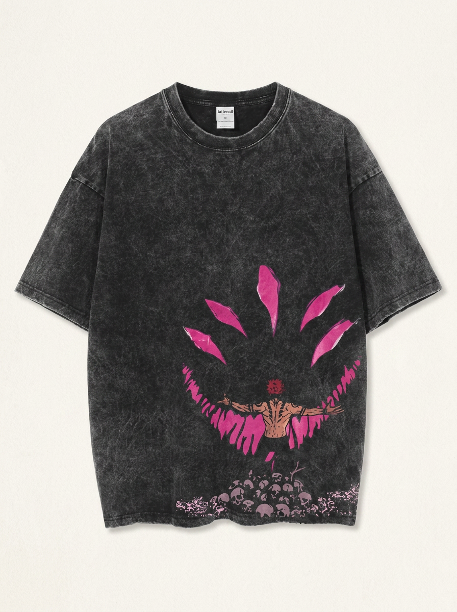 Anime Washable T-Shirt Collection angle perspective shot — washed cotton t-shirt | Tempus Arc premium anime streetwear