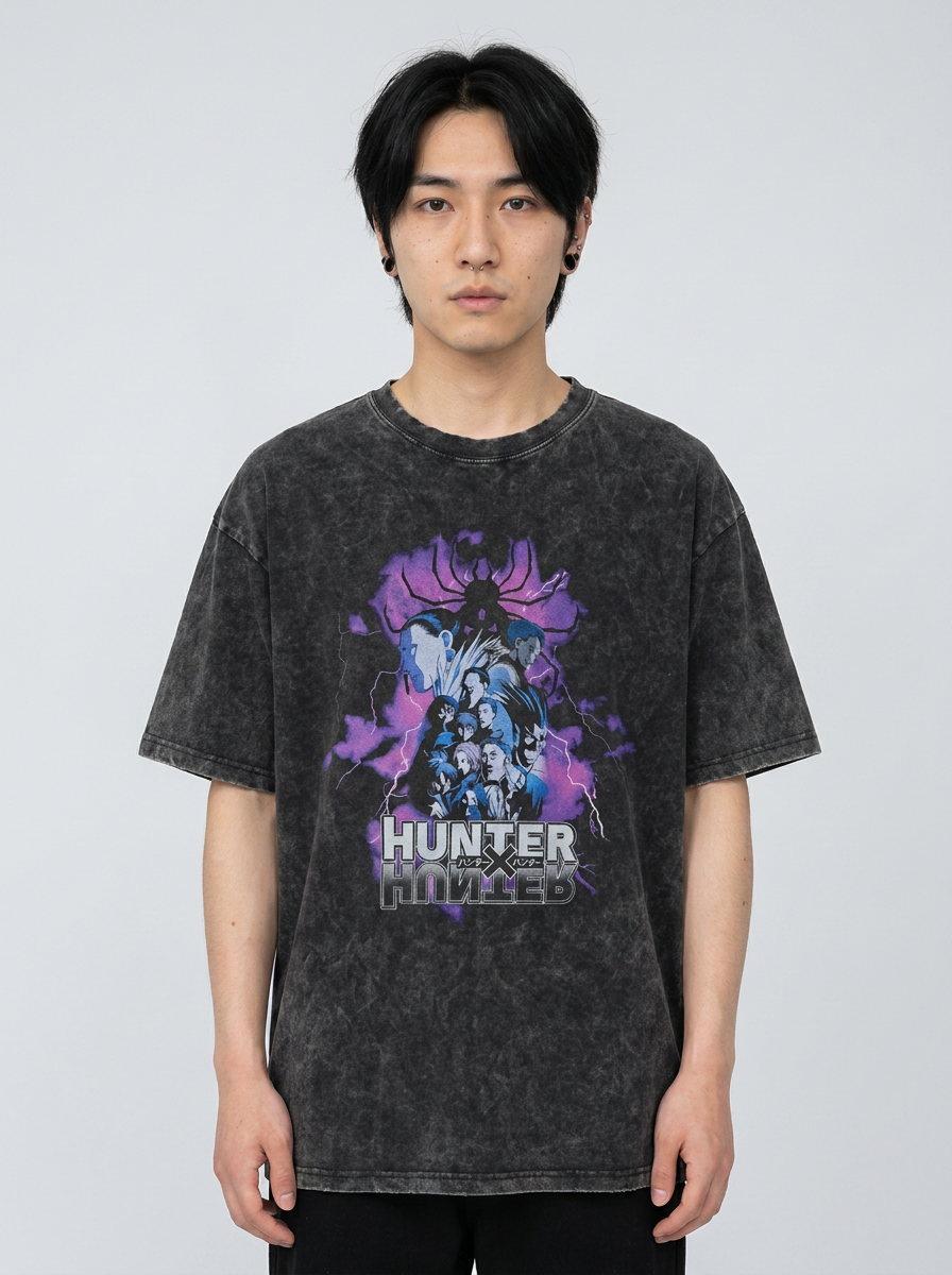 Anime Washable T-Shirt Collection full body model — oversized boxed t-shirt | Tempus Arc premium anime streetwear