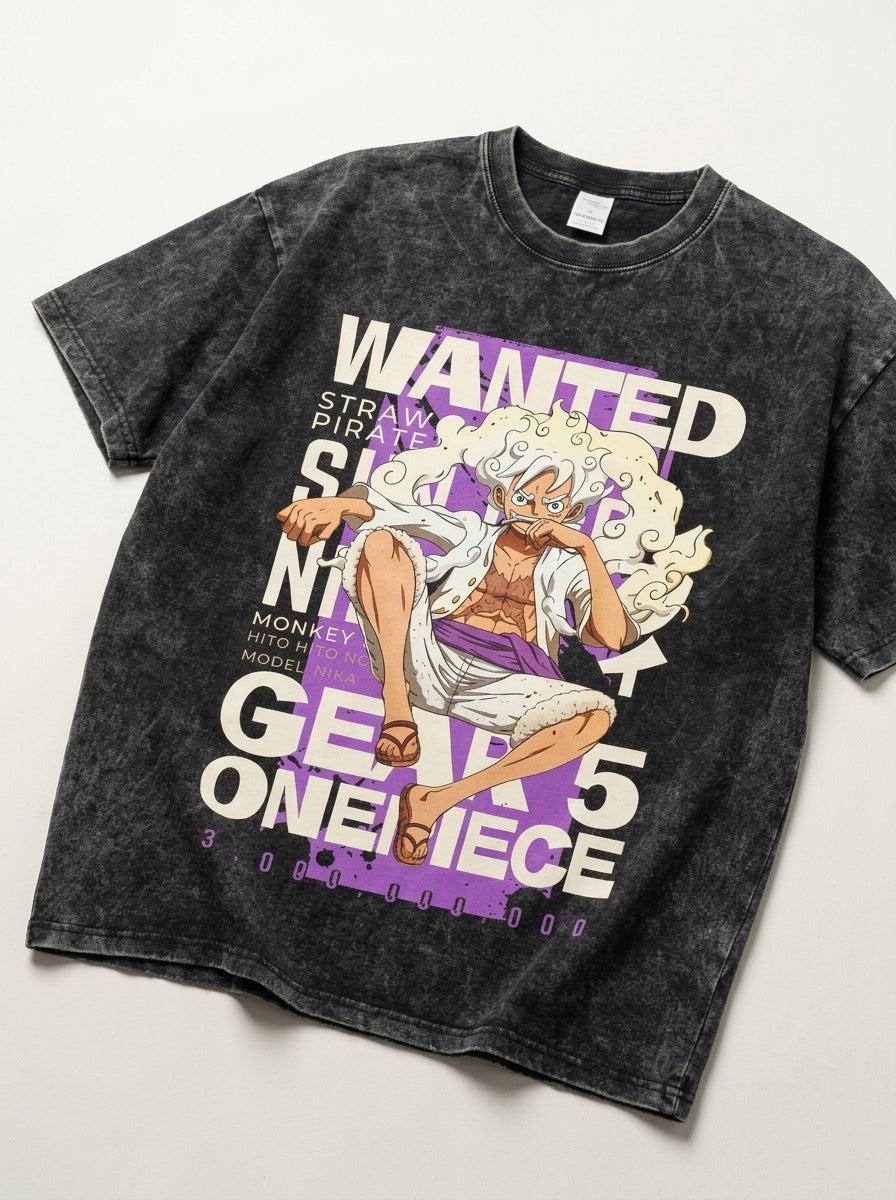 Anime Washable T-Shirt Collection angle perspective shot — washed cotton t-shirt | Tempus Arc premium anime streetwear