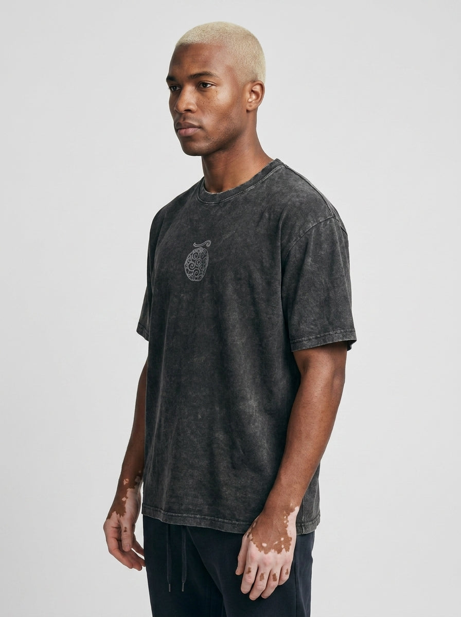 Anime Washable T-Shirt Collection 2 model lateral 3/4 — oversized washed cotton t-shirt | Tempus Arc premium anime streetwear