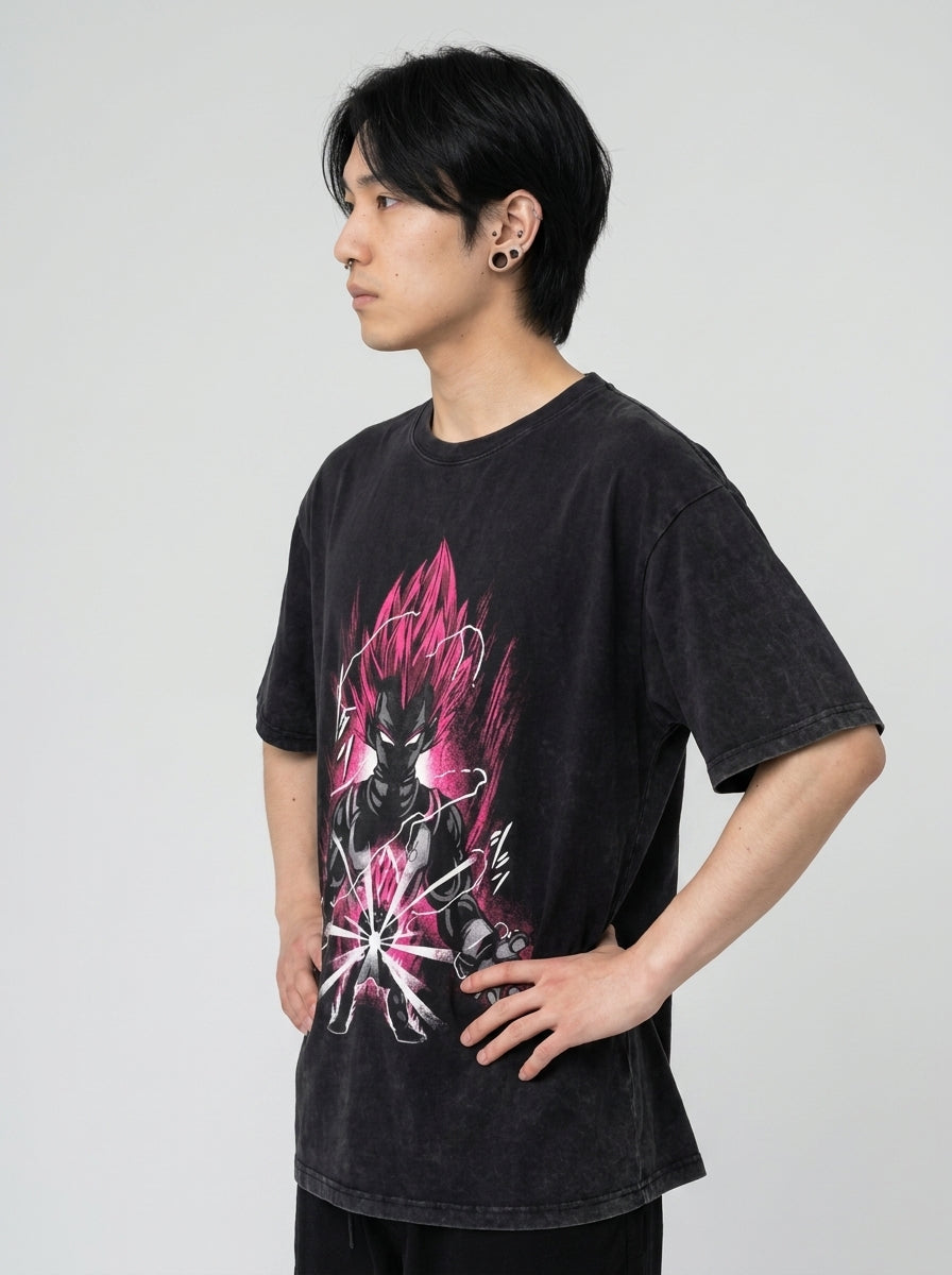 Anime Washable T-Shirt Collection 2 model side profile athletic — washed cotton t-shirt | Tempus Arc premium anime streetwear