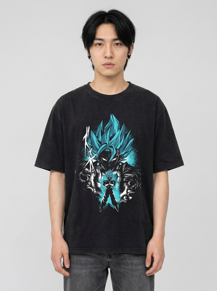 Anime Washable T-Shirt Collection 2 full body model — oversized boxed t-shirt | Tempus Arc premium anime streetwear