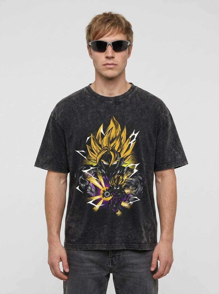 Anime Washable T-Shirt Collection 2 full body model — oversized boxed t-shirt | Tempus Arc premium anime streetwear