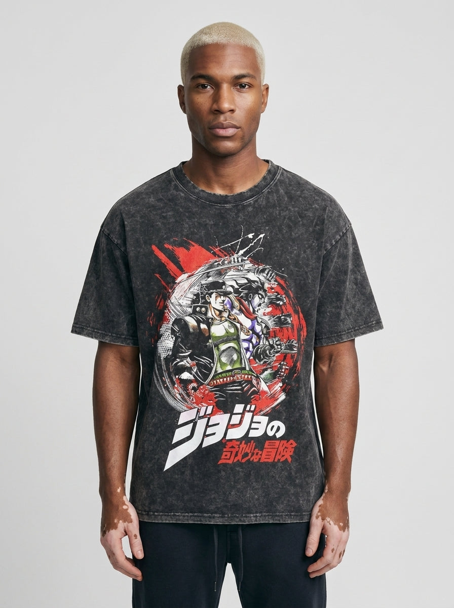 Anime Washable T-Shirt Collection 2 full body model — oversized boxed t-shirt | Tempus Arc premium anime streetwear