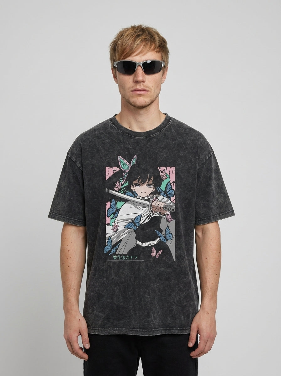 Anime Washable T-Shirt Collection 2 full body model — oversized boxed t-shirt | Tempus Arc premium anime streetwear