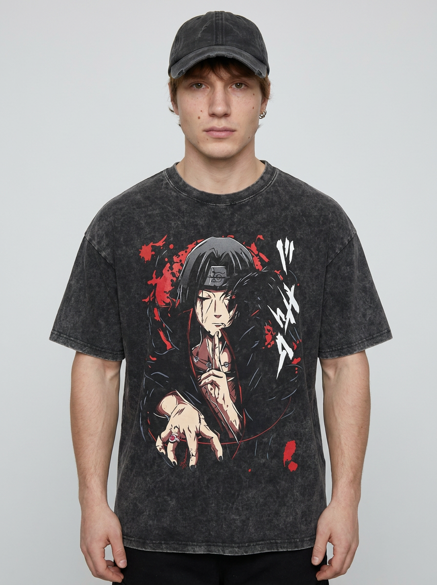 Anime Washable T-Shirt Collection 2 full body model — oversized boxed t-shirt | Tempus Arc premium anime streetwear