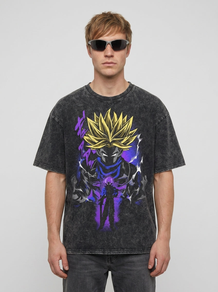 Anime Washable T-Shirt Collection 2 full body model — oversized boxed t-shirt | Tempus Arc premium anime streetwear
