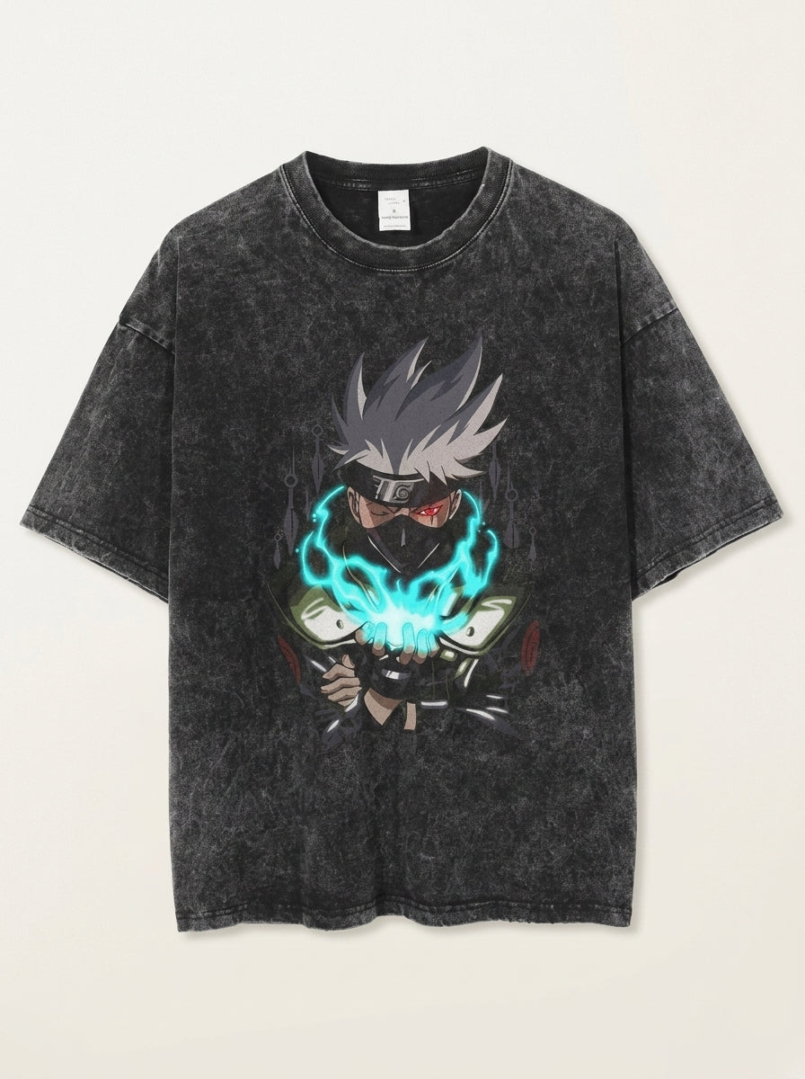 Anime Washable T-Shirt Collection 2 angle perspective shot — washed cotton t-shirt | Tempus Arc premium anime streetwear