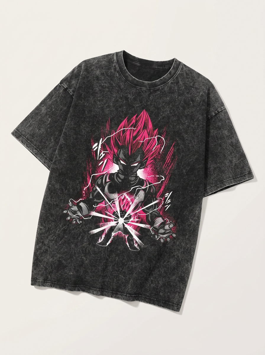 Anime Washable T-Shirt Collection 2 angle perspective shot — washed cotton t-shirt | Tempus Arc premium anime streetwear