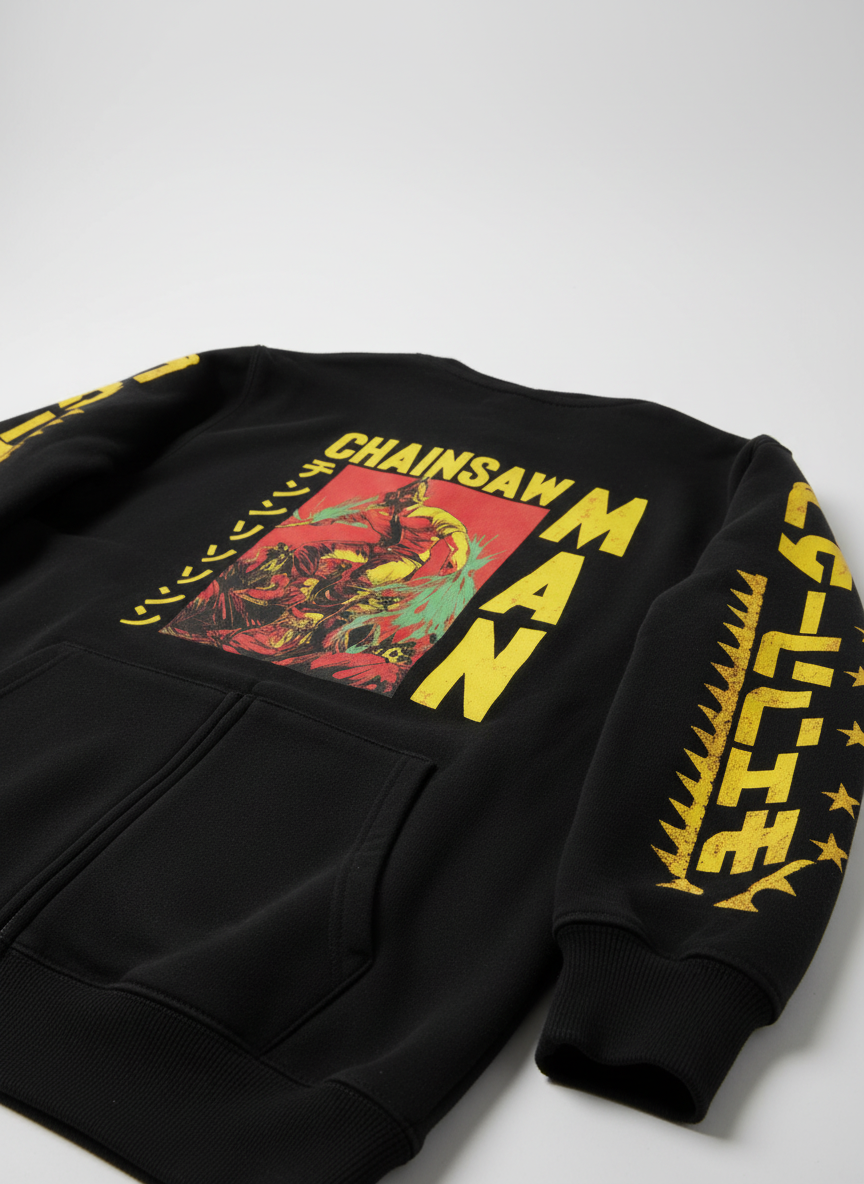 Autumn Winter Anime Chainsaw Man Print Long Sleeve Top - 1773349454355660803