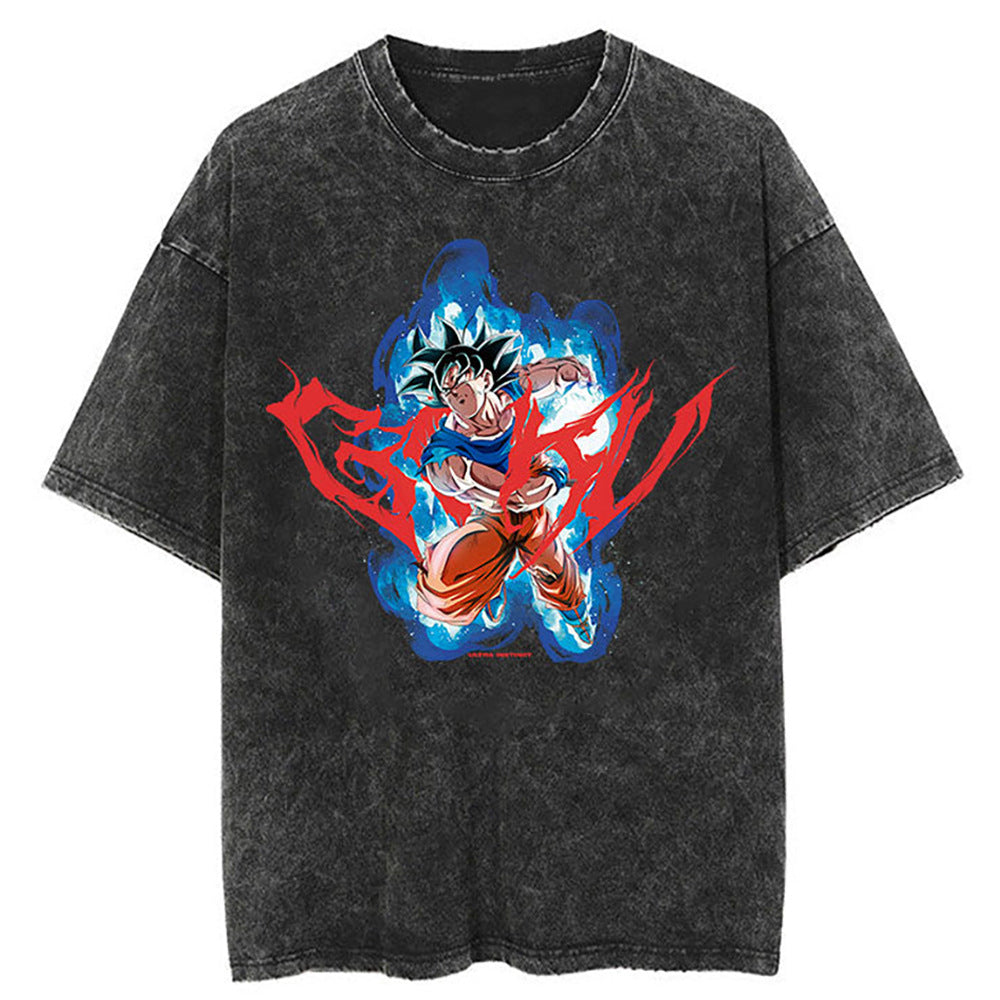 Washed Black Dragon Ball Anime T-shirt for Summer Fashion - 1773629120647860263 — Tempus Arc