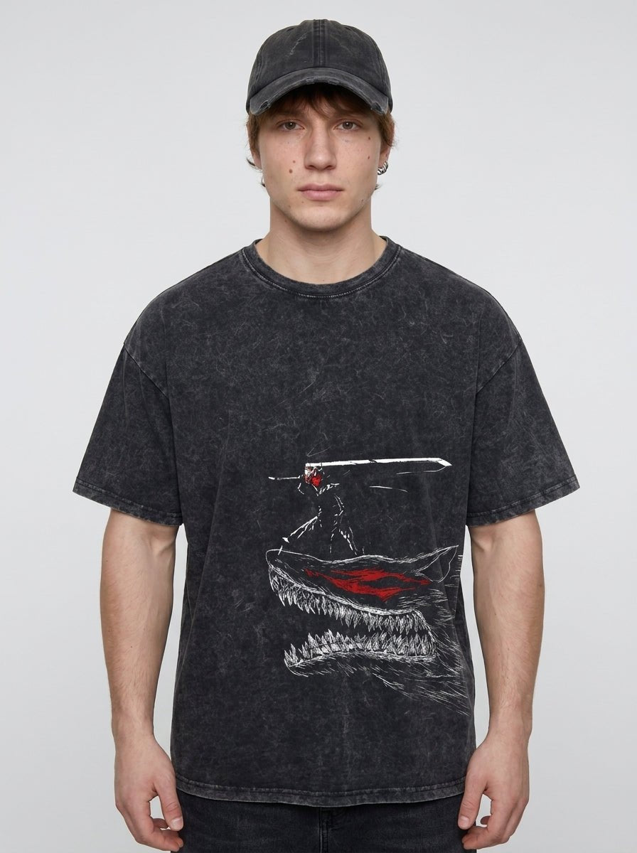 Black Swordsman Wolf Tee - Tempus