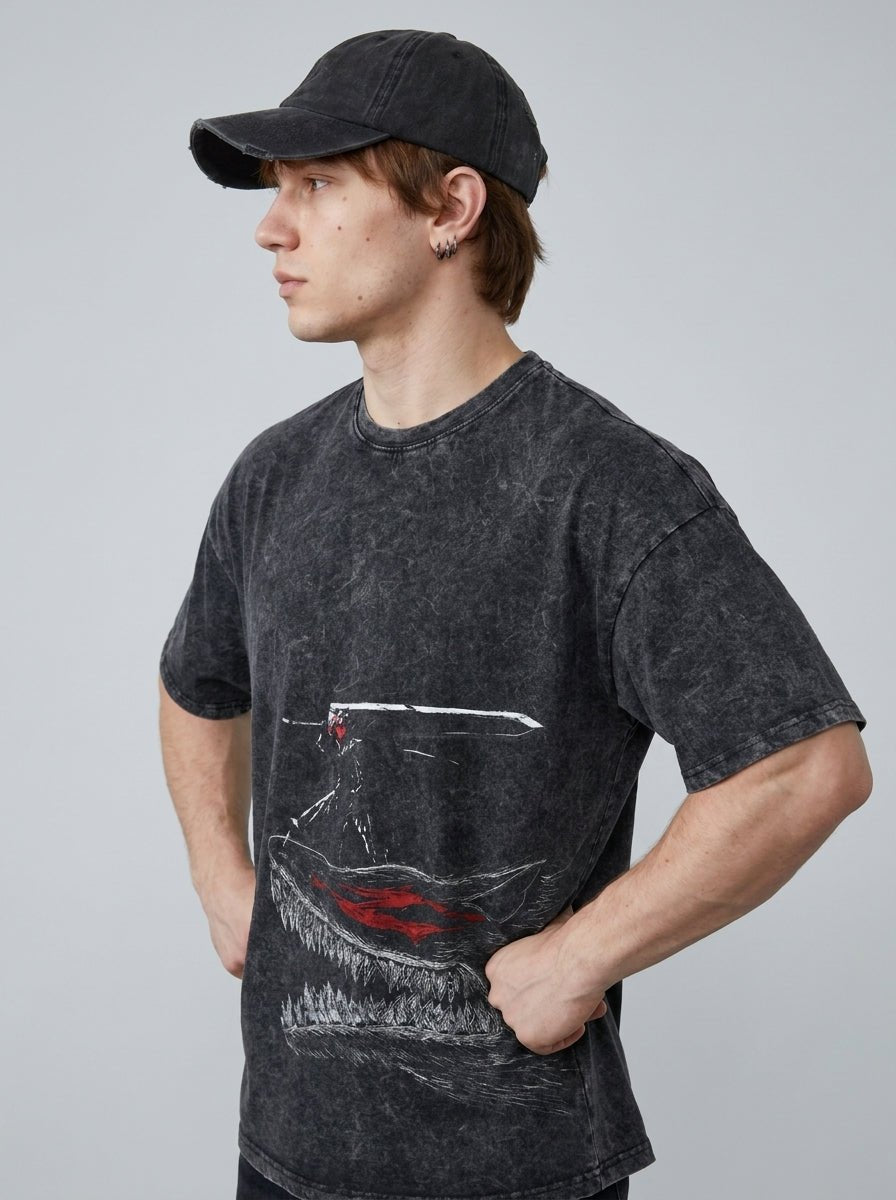 Black Swordsman Wolf Tee - Tempus