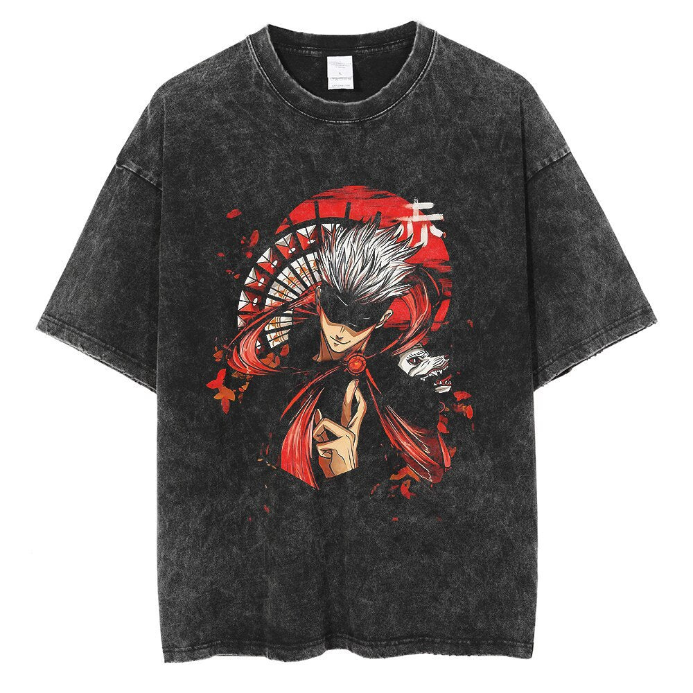 Vintage Washed Jujutsu Kaisen Gojo Sat T-Shirt - 1773839737430310985 — Tempus Arc